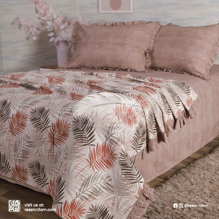 كوفرتة سرير سوفت 5 قطع بتصميم فخم من ريش نعام