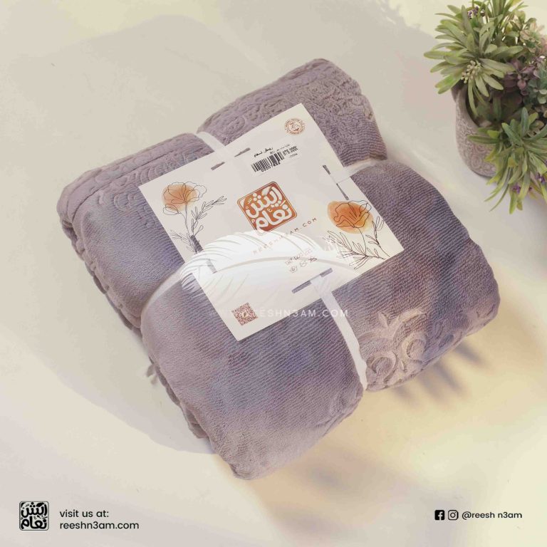 دفاية قطيفة سادة حفر 220×240 من ريش نعام